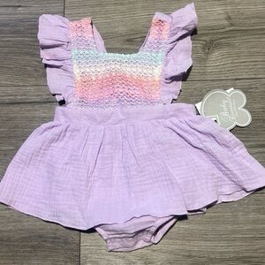 NWT Baby Girl Romper 18M – Lavender Rainbow Ruffle Outfit